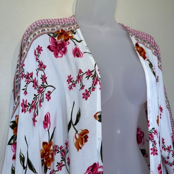 Japna Flower Floral Print Boho Festival Open Front Cascading Shrug Kaftan Kimono - Picture 6 of 16